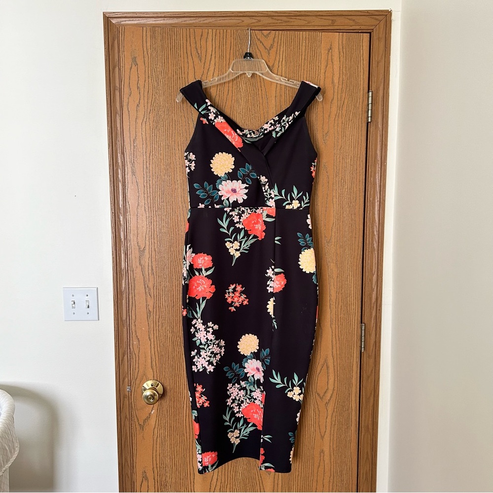 {ASOS} A-line Floral Off the Shoulder Dress